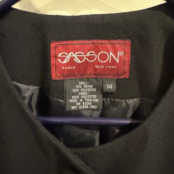 Vintage Sasson Black  Button Front Blazer NWT Size 14 - Picture 4 of 7